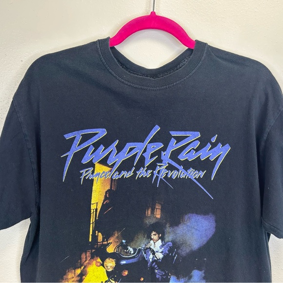 Prince Purple Rain Graphic T-Shirt - Black Unisex L Band Tee Music Pop Festival - Picture 2 of 8